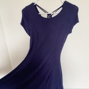 Charlotte Russe Navy Dress with lace up back
